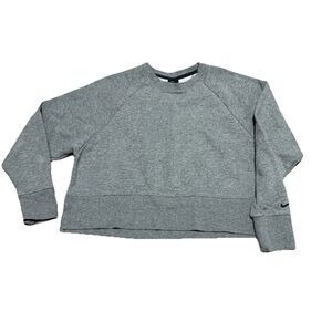 Nike Crop Crew Neck Sweatshirt Womens Medium Grey Long Sleeve Boxy Cotton Blend